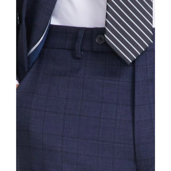 Calvin Klein Men's Navy Plaid Wool Blend Jace Slim-Fit Dress Pants Size 33x32 - Picture 5 of 5